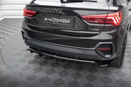 Mittlerer Cup Diffusor Heck Ansatz DTM Look passend für Audi Q3 Sportback F3 schwarz Hochglanz