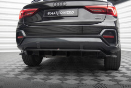 Mittlerer Cup Diffusor Heck Ansatz DTM Look passend für Audi Q3 Sportback F3 schwarz Hochglanz