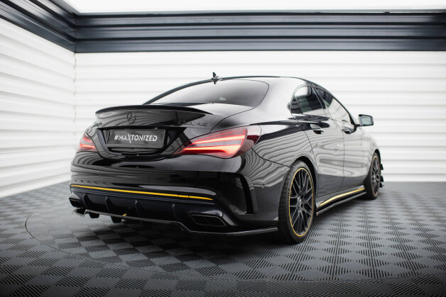 Mittlerer Cup Diffusor Heck Ansatz DTM Look passend für Mercedes-AMG CLA 45 C117 Facelift schwarz Hochglanz