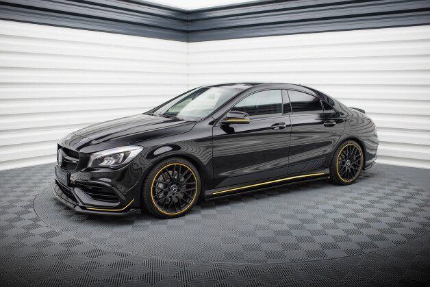 Seitenschweller Ansatz Cup Leisten passend für Mercedes-AMG CLA 45 C117 Facelift schwarz Hochglanz
