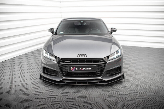 Street Pro Spoilerlippe Front Ansatz + Flaps passend für Audi TT S / S-Line 8S schwarz Hochglanz