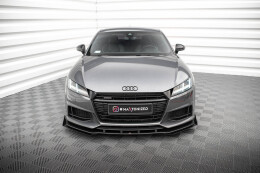 Street Pro Cup Spoilerlippe Front Ansatz für Audi TT S / S-Line 8S schwarz+ Hochglanz Flaps