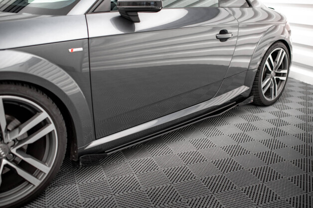 Street Pro Seitenschweller Ansatz Cup Leisten passend für Audi TT S / S-Line 8S SCHWARZ+ HOCHGLANZ FLAPS