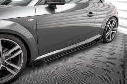 Street Pro Seitenschweller Ansatz Cup Leisten für Audi TT S / S-Line 8S SCHWARZ+ HOCHGLANZ FLAPS