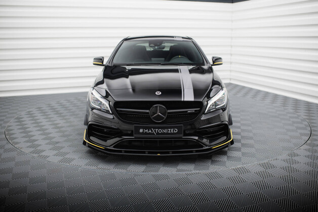 Street Pro Cup Spoilerlippe Front Ansatz passend für Mercedes-AMG CLA 45 Aero C117 Facelift SCHWARZ+ HOCHGLANZ FLAPS