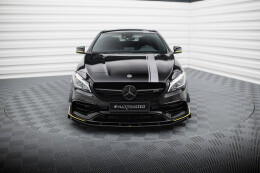 Street Pro Cup Spoilerlippe Front Ansatz für Mercedes-AMG CLA 45 Aero C117 Facelift schwarz+ Hochglanz Flaps