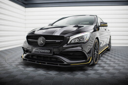 Street Pro Cup Spoilerlippe Front Ansatz passend für Mercedes-AMG CLA 45 Aero C117 Facelift SCHWARZ+ HOCHGLANZ FLAPS