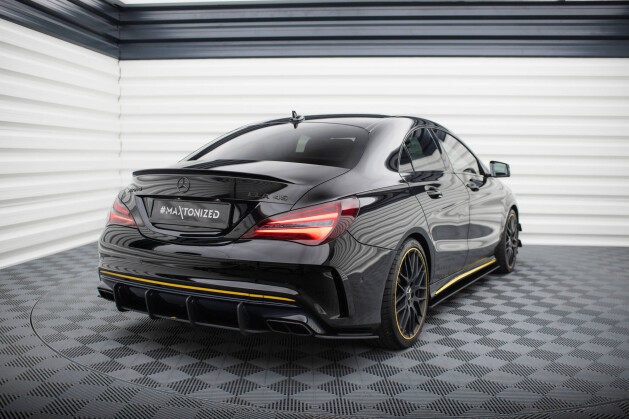 Street Pro Heckschürze Heck Ansatz Diffusor für Mercedes-AMG CLA 45 C117 Facelift mit AERO Paket schwarz