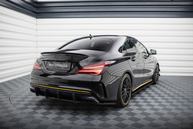 Street Pro Heckschürze Heck Ansatz Diffusor passend für Mercedes-AMG CLA 45 C117 Facelift mit AERO Paket SCHWARZ