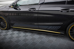 Street Pro Seitenschweller Ansatz Cup Leisten für Mercedes-AMG CLA 45 C117 Facelift mit AERO Paket SCHWARZ