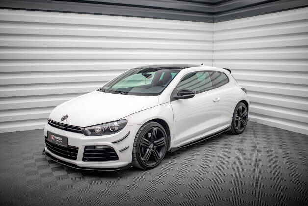Street Pro Seitenschweller Ansatz Cup Leisten + Flaps für VW Scirocco R Mk3 schwarz Hochglanz