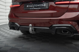 Heck Ansatz Diffusor passend für BMW M340i G20 / G21 schwarz Hochglanz mit AHK