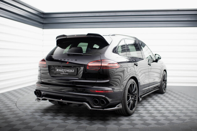 Mittlerer Cup Diffusor Heck Ansatz DTM Look passend für Porsche Cayenne Mk2 Facelift schwarz Hochglanz