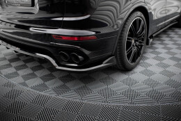 Mittlerer Cup Diffusor Heck Ansatz DTM Look passend für Porsche Cayenne Mk2 Facelift schwarz Hochglanz