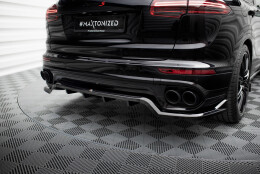 Mittlerer Cup Diffusor Heck Ansatz DTM Look passend für Porsche Cayenne Mk2 Facelift schwarz Hochglanz