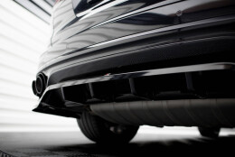 Mittlerer Cup Diffusor Heck Ansatz DTM Look passend für Porsche Cayenne Mk2 Facelift schwarz Hochglanz