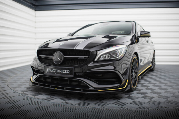 Front Stoßstange Flaps für Mercedes-AMG CLA 45 Aero C117 Facelift schwarz Hochglanz