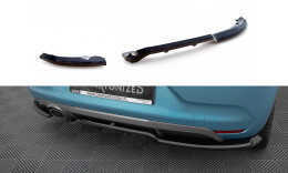 Mittlerer Cup Diffusor Heck Ansatz DTM Look passend für Renault Clio R.S. Line Mk5 schwarz Hochglanz