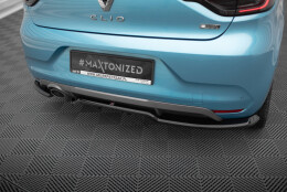 Mittlerer Cup Diffusor Heck Ansatz DTM Look passend für Renault Clio R.S. Line Mk5 schwarz Hochglanz