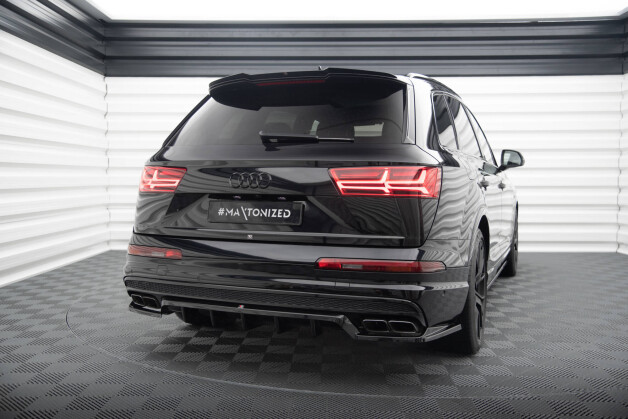 Mittlerer Cup Diffusor Heck Ansatz DTM Look passend für Audi SQ7 Mk2 schwarz Hochglanz