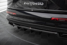 Mittlerer Cup Diffusor Heck Ansatz DTM Look passend für Audi SQ7 Mk2 schwarz Hochglanz