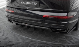 Mittlerer Cup Diffusor Heck Ansatz DTM Look passend für Audi SQ7 Mk2 schwarz Hochglanz
