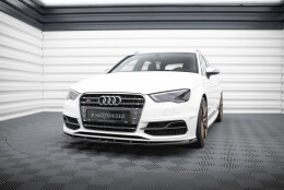 Street+ Spoilerlippe Front Ansatz V.1 passend für Audi S3 / A3 S-Line Sportback / Hatchback 8V schwarz Hochglanz