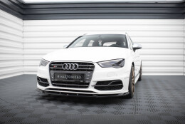 Cup Spoilerlippe Front Ansatz V.2 passend für Audi S3 / A3 S-Line Sportback / Hatchback 8V schwarz Hochglanz