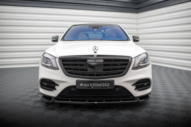 Cup Spoilerlippe Front Ansatz V.2 für Mercedes S AMG-Line W222 FL schwarz Hochglanz