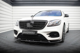 Cup Spoilerlippe Front Ansatz V.2 passend für Mercedes-Benz S AMG-Line W222 Facelift schwarz Hochglanz