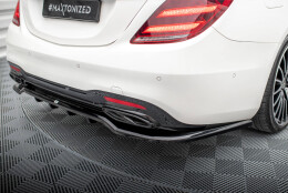 Mittlerer Cup Diffusor Heck Ansatz DTM Look passend für Mercedes-Benz S AMG-Line W222 Facelift schwarz Hochglanz