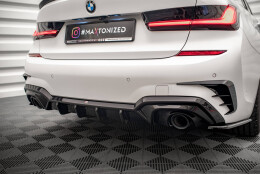 Heck Ansatz Diffusor passend für BMW 3er M-Paket G20 / G21 schwarz Hochglanz mit AHK