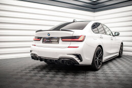 Heck Ansatz Diffusor passend für BMW 3er M-Paket G20 / G21 schwarz Hochglanz mit AHK