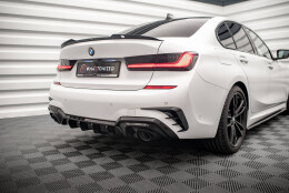 Heck Ansatz Diffusor passend für BMW 3er M-Paket G20 / G21 schwarz Hochglanz mit AHK