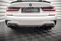 Heck Ansatz Diffusor passend für BMW 3er M-Paket G20 / G21 schwarz Hochglanz mit AHK