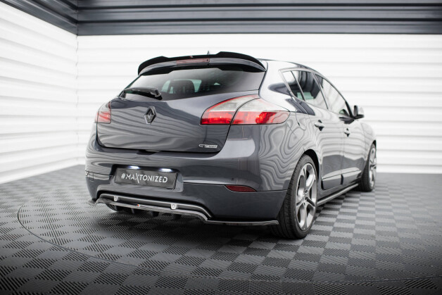 Mittlerer Cup Diffusor Heck Ansatz DTM Look passend für Renault Megane GT MK3 Facelift schwarz Hochglanz