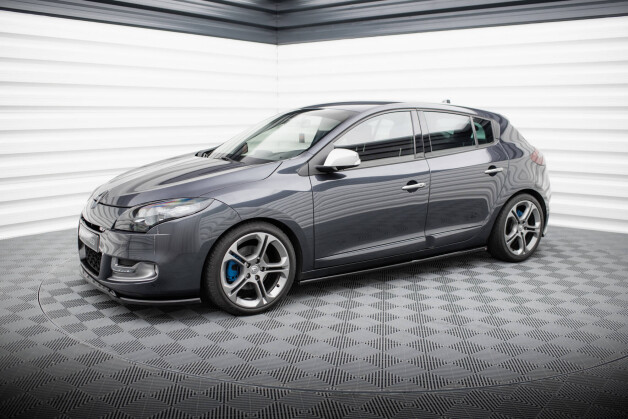 Seitenschweller Ansatz Cup Leisten passend für Renault Megane GT MK3 Facelift schwarz Hochglanz