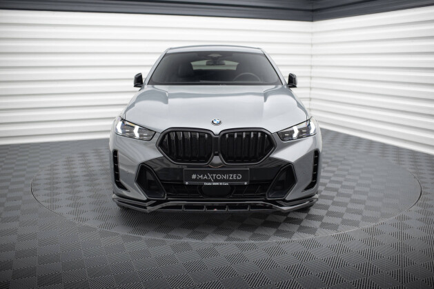 Cup Spoilerlippe Front Ansatz V.1 für BMW X6 M-Paket G06 Facelift schwarz Hochglanz