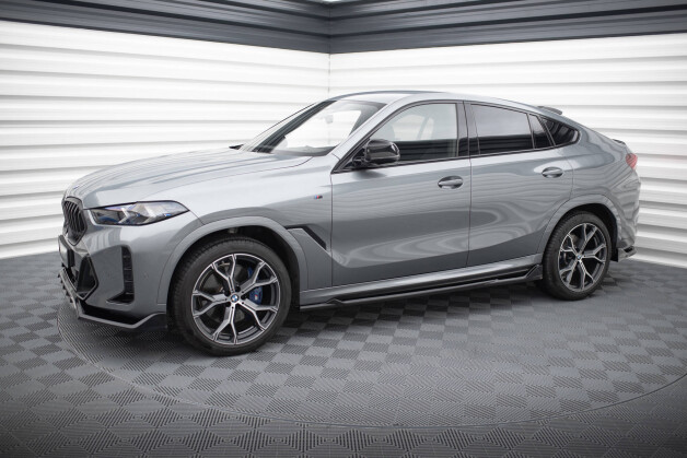 Seitenschweller Ansatz Cup Leisten V.2 passend für BMW X6 M-Paket G06 Facelift schwarz Hochglanz