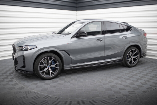Seitenschweller Ansatz Cup Leisten V.1 passend für BMW X6 M-Paket G06 Facelift schwarz Hochglanz