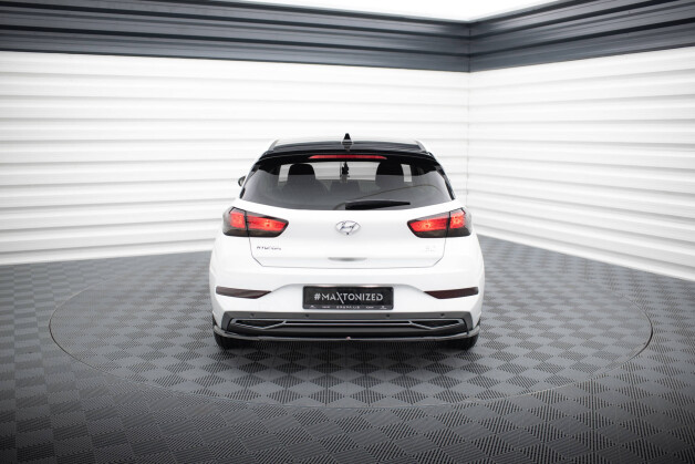 Mittlerer Cup Diffusor Heck Ansatz passend für Hyundai I30 Mk3 Facelift schwarz Hochglanz