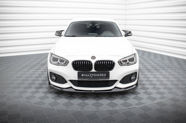 Cup Spoilerlippe Front Ansatz V.4 für BMW 1er M-Paket / M140i F20 FL schwarz Hochglanz