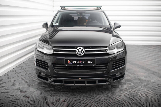 Cup Spoilerlippe Front Ansatz passend für VW Touareg Mk2 schwarz Hochglanz