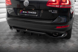 Mittlerer Cup Diffusor Heck Ansatz DTM Look passend für VW Touareg Mk2 schwarz Hochglanz