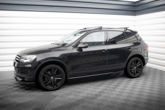 Seitenschweller Ansatz Cup Leisten passend für VW Touareg Mk2 schwarz Hochglanz