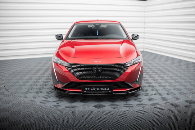 Street+ Spoilerlippe Front Ansatz V.2 passend für Peugeot 308 Mk3 schwarz Hochglanz