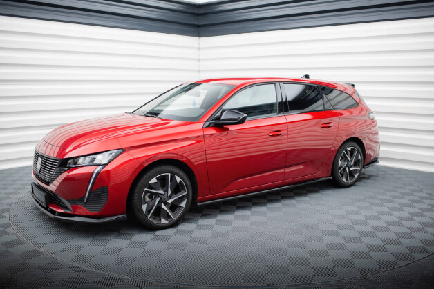 Seitenschweller Ansatz Cup Leisten passend für Peugeot 308 SW Mk3 schwarz Hochglanz