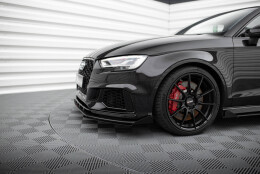 Street Pro Spoilerlippe Front Ansatz + Flaps V.1 passend für Audi RS3 Limousine 8V FL schwarz Hochglanz