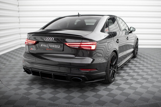 Street Pro Heck Ansatz Flaps Diffusor für Audi RS3 Limousine 8V Facelift schwarz