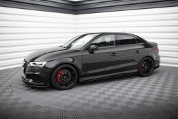 Street Pro Seitenschweller Ansatz Cup Leisten passend für Audi RS3 Limousine 8V Facelift SCHWARZ